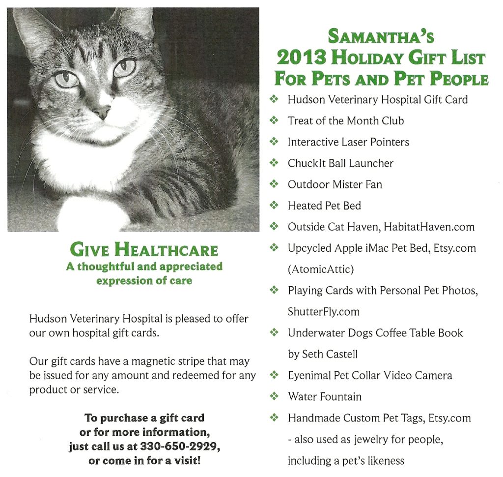 Winter 2013 Newsletter Hudson Veterinary Hospital