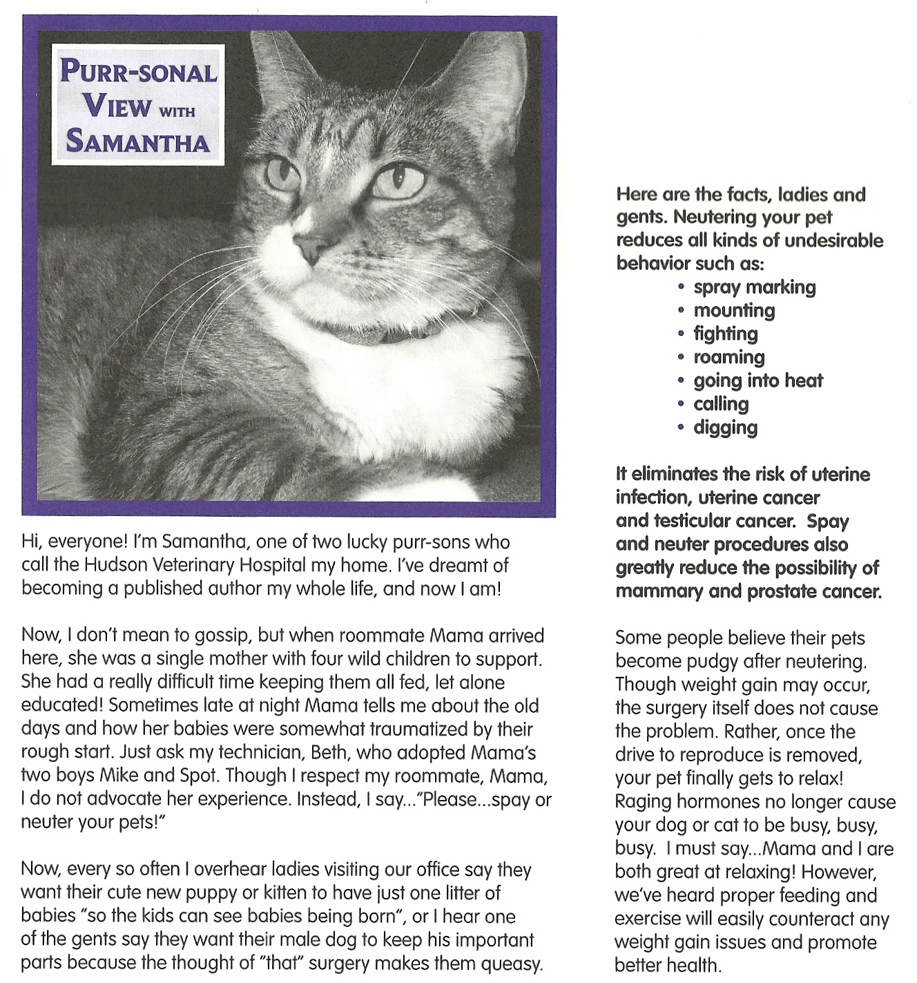 Summer 2011 Hudson Veterinary Hospital